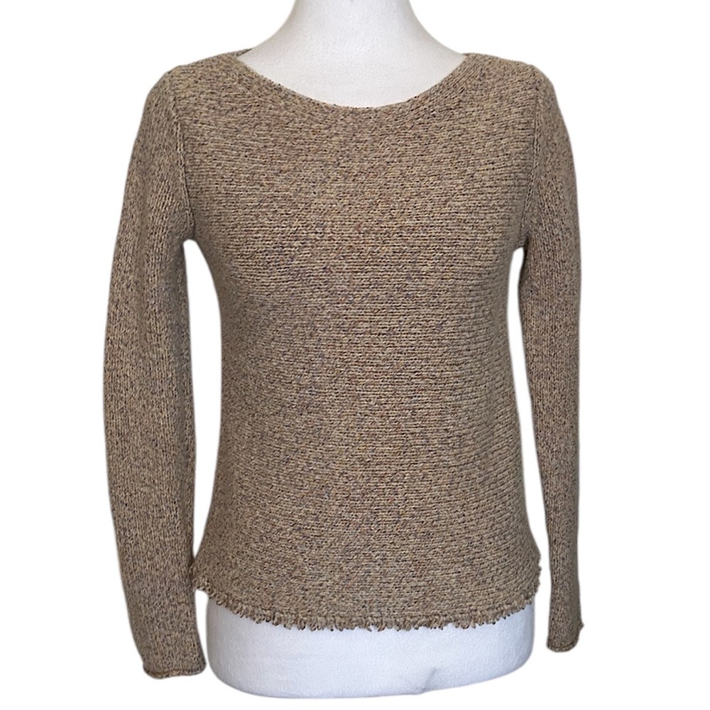 Eileen Fisher Women’s Sweater Size XXS Fringe Hem Bateau Neckline Wool Blend